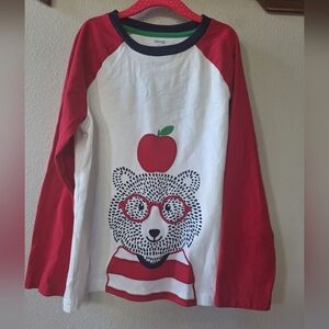 Gymboree Boys Red/White/Navy Embroidered Bear Crew Neck Shirt Size 8